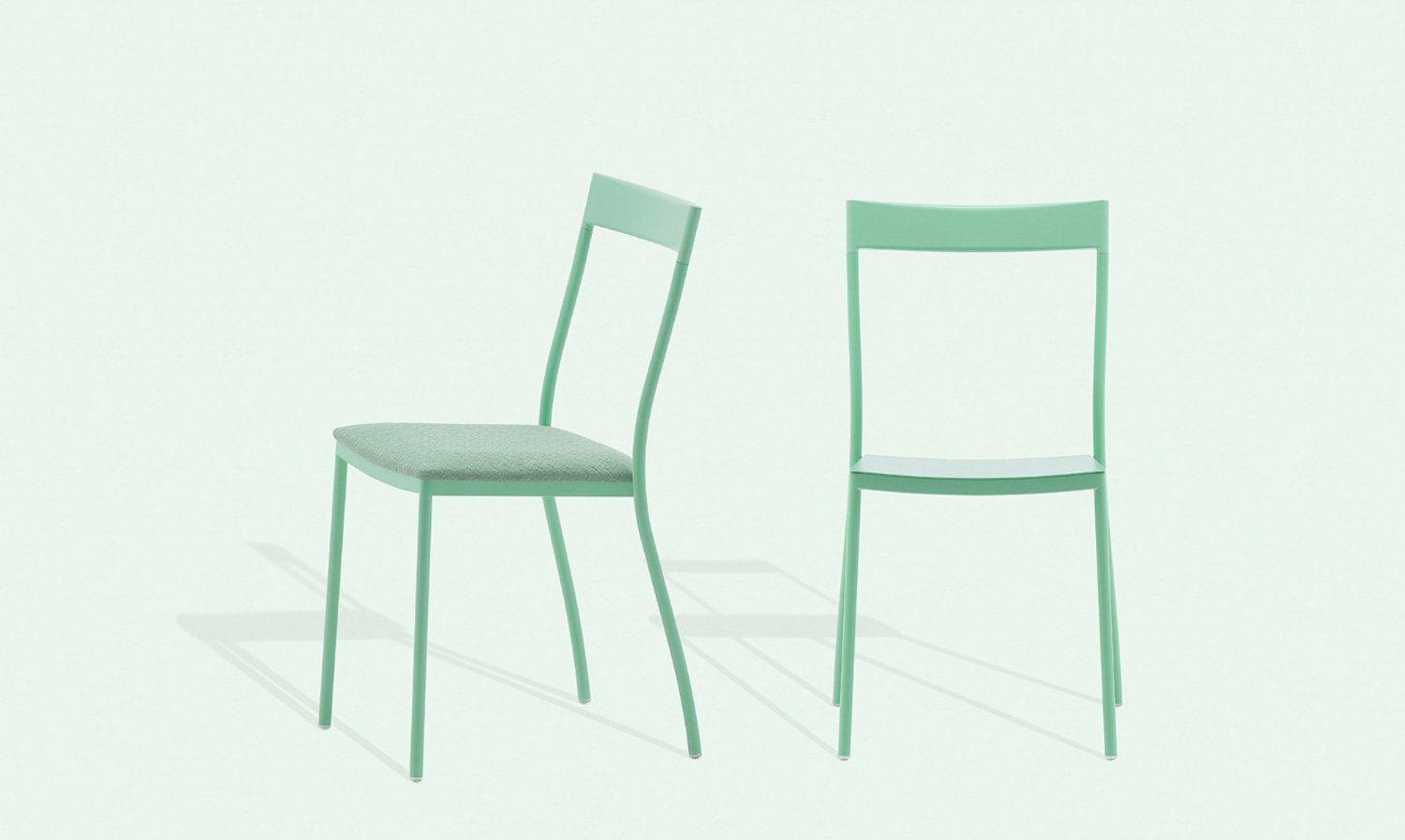 Two beautiful green color chairs on a white background